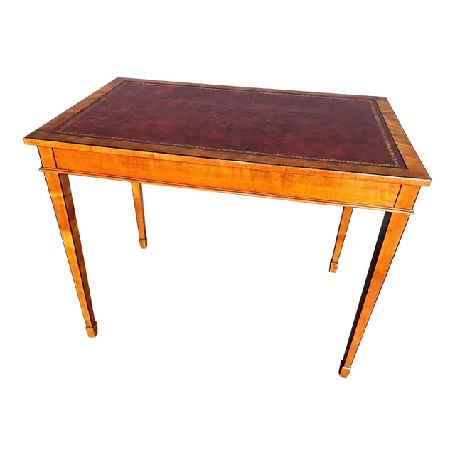 19th Century English Satinwood and Leather Table For Sale