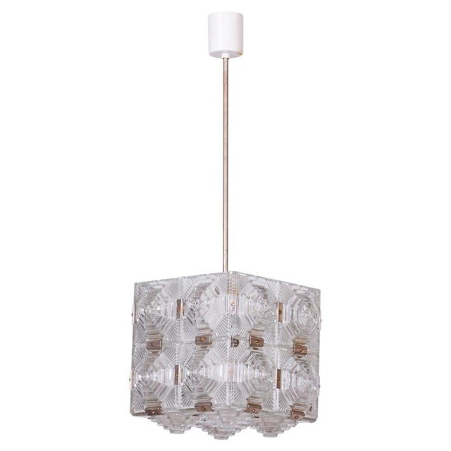 Mid-Century Chandelier in Chrome and Glass from Kamenický Šenov, Czech, 1960s For Sale - Image 11 of 11