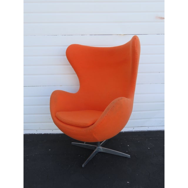 Mid Century Modern Swivel Rocking Orange Egg Chair Fritz Hansen Style 6608 For Sale - Image 14 of 18