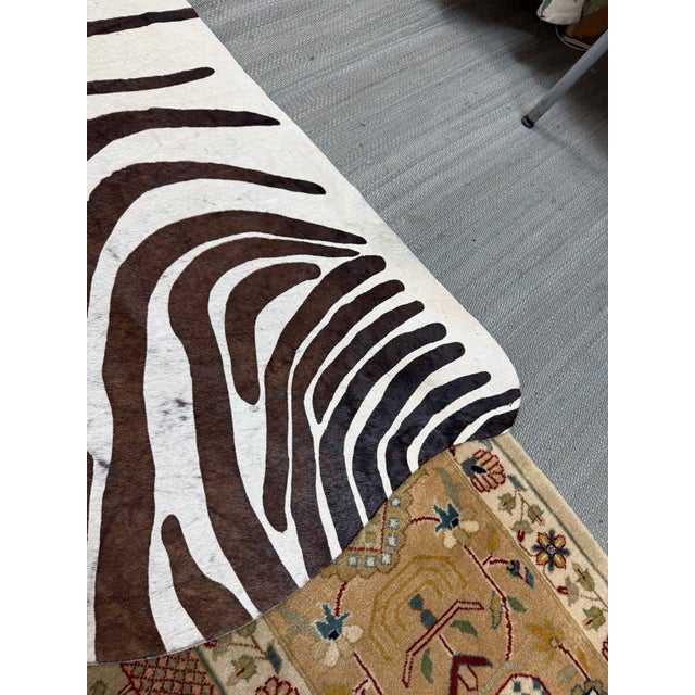 5ft 1in × 5ft 8in Zebra Printed Hair on Hide Area Rug For Sale - Image 11 of 12