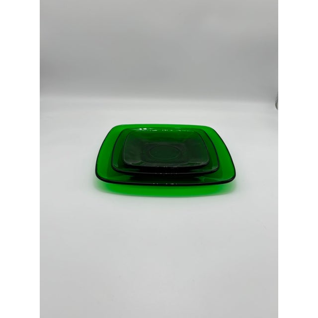 Vintage Anchor Hocking Forest Green "Charm" Pattern Luncheon Plates, Setting Set of 3, 1950s For Sale - Image 13 of 15