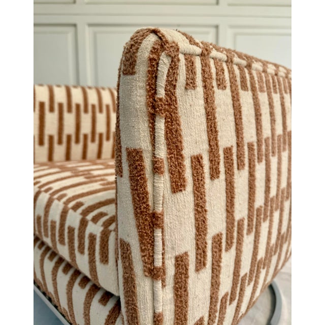 1960s Mid-Century Modern Chrome Barrel Club Chair Newly Reupholstered For Sale - Image 5 of 12