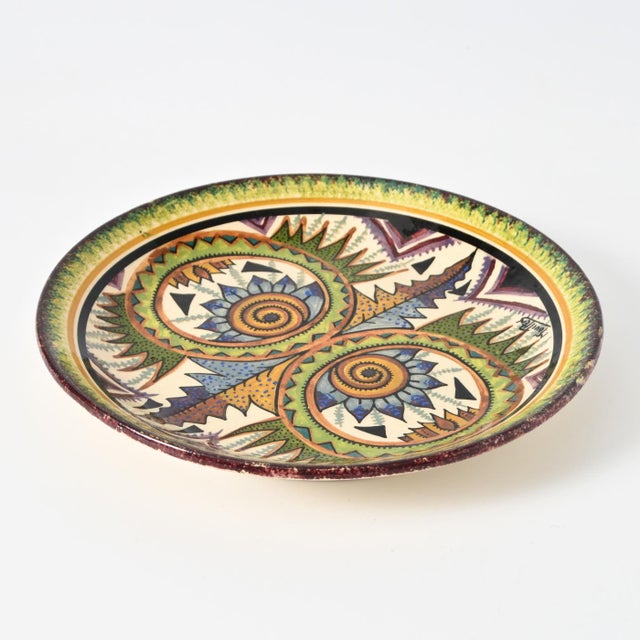 Hand-Painted Decorative Plate by Maurice Fouillen for Quimper, 1950s For Sale - Image 4 of 7