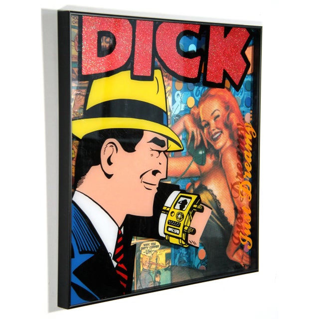 Fabulous vintage c.1980's 3 dimensional hand painted shadowbox depicting the famed Chester Gould character, Dick Tracy and...
