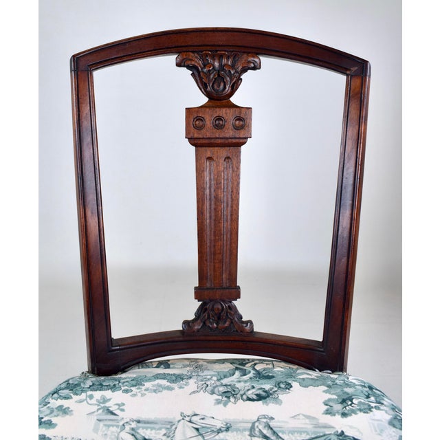Brunschwig & Fils Mahogany Regency Desk/Side Chair in Brunschwig & Fils Steeplechase Upholstery For Sale - Image 4 of 10