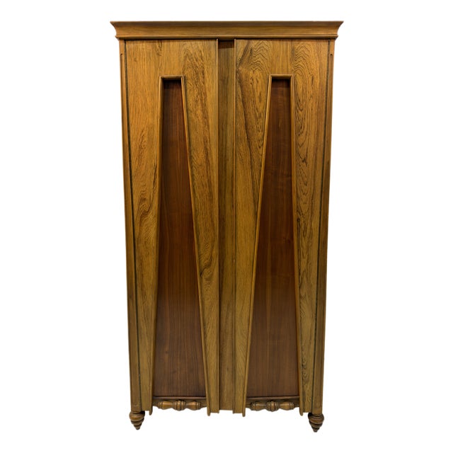 Unique Vintage Two-Door Mid-Century Modern Oak Wardrobe For Sale