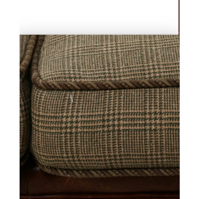 English Ralph Lauren Leather and Plaid Sofa For Sale - Image 3 of 11