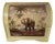 Hand Painted Decorative Storage Box Featuring Palm Trees & Elephants. Hand-Painted Wooden Nightstand With Tropical Elephant Scene in Bombay Style For Sale