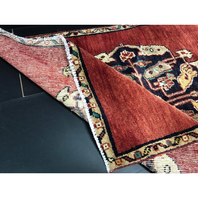 Vintage Traditional Turkish Oushak Handmade Red Runner Rug For Sale - Image 10 of 11