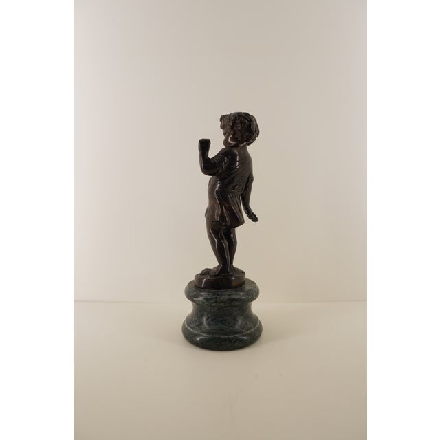 Vintage Bronze Neoclassical Figurine on Green Marble Base For Sale - Image 13 of 15