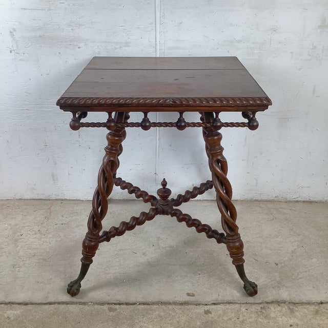 Late 19th Century Antique Wooden Accent Table With Ball-and-Claw Feet For Sale - Image 5 of 18