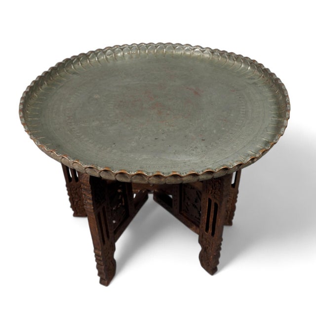 Oriental Islamic Engraved Copper Table Tray, 1930s For Sale - Image 17 of 17