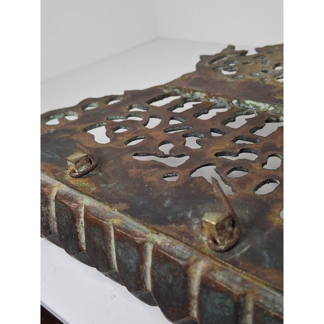 Brass Museum-Grade 19th C. Monumental Moroccan Brass Hanukkah Menorah Oil Lamp Judaica For Sale - Image 8 of 16