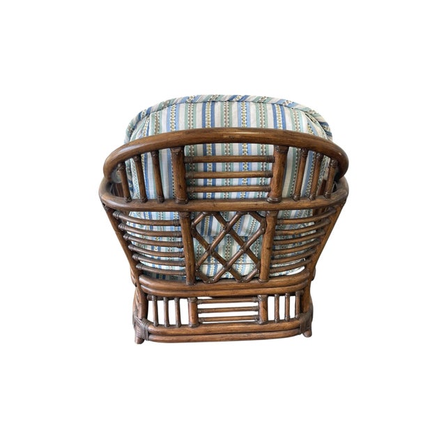 Contemporary Vintage Brighton Pavilion Style Rattan Lounge Chair, Coastal Organic Modern | Naples Style For Sale - Image 3 of 11