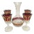 Mid-Century Modern Culver Cranberry Scroll Carafe Set With Four Stems- 5 Pieces For Sale