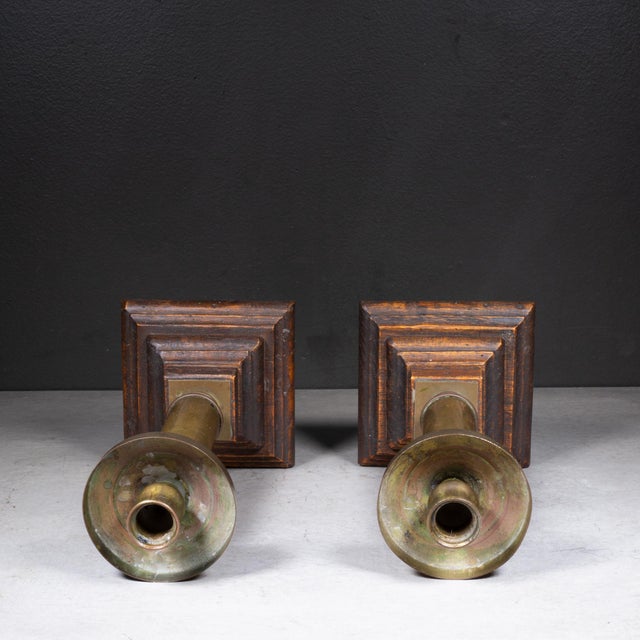 Early 20th C. Brass Candlestick Holders c.1940 For Sale In San Francisco - Image 6 of 8