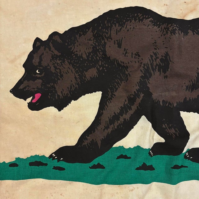 Large Vintage Cotton California Republic Bear Flag For Sale - Image 4 of 8