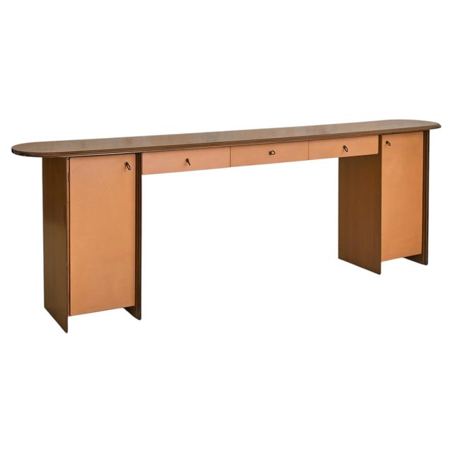 Italian ‘Artona’ Wood + Leather Console by Afra & Tobia Scarpa for Maxalto, 1975 For Sale - Image 10 of 12