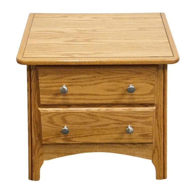 French Country Ragazzi Furniture Solid Oak Early American Country 23" Two Drawer Nightstand - Made in Quebec For Sale - Image 3 of 13