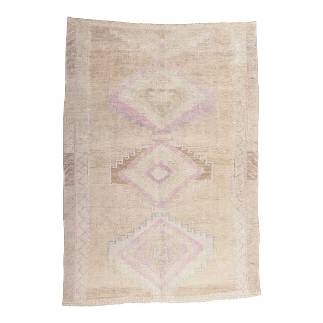 Mid 20th Century Muted Vintage Turkish Oushak Rug, 06'08 X 09'06 For Sale