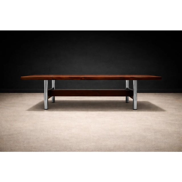Mid-Century Modern Large Brazilian Modern Dining or Conference Table in Rosewood and Metal, Sergio Rodrigues, 1960s For Sale - Image 3 of 12