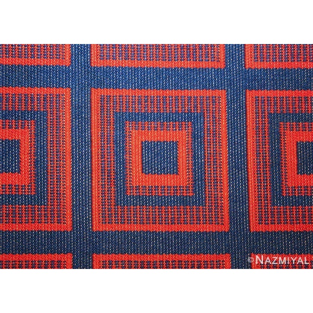 Mid-Century Modern Nazmiyal Collection Mid Century Modern Red and Blue Reversible Swedish Kilim Rug For Sale - Image 3 of 9