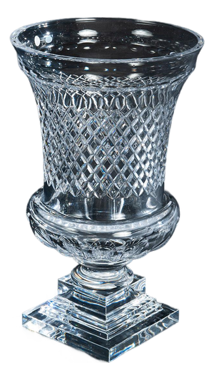 Italian Hand-Cut Crystal Diamond Urn Vase