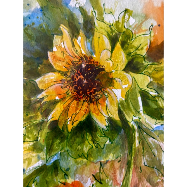 Framed Original Watercolor Painting “Sunflower” For Sale - Image 11 of 12
