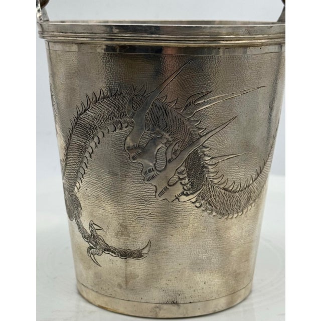Chinese Antique 1920’s NanKing Store Sterling Silver Ice Bucket With Ice Tongs From Shanghai For Sale - Image 3 of 12
