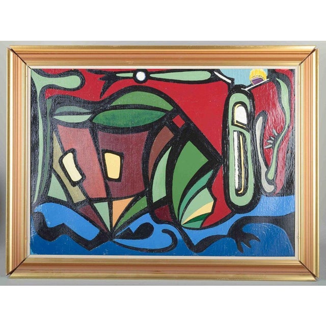 Attributed to Tord Petter Berlin. Oil on canvas. Colourful abstract composition. Dimensions (canvas): 65 x 46 cm...