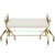 Vintage Brass, Steel and Off White Upholstered 3-Legged Bench Mid Century Modern 50's For Sale