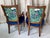 Hollywood Regency Set of 8 John Stuart Mid-Century Dining Chairs – Hollywood Regency Newly Upholstered in Thibaut Designer Fabric With a Rich Navy Velour on the Seats. For Sale - Image 3 of 12