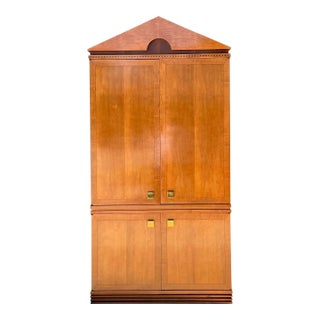 Vintage Hickory White Pediment Armoire For Sale