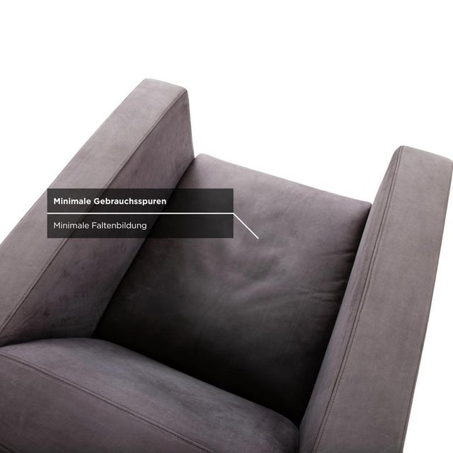 Gray Suitcase Lounge Chairs in Grey Lilac Suede and Chrome from Minotti, Set of 2 For Sale - Image 8 of 18