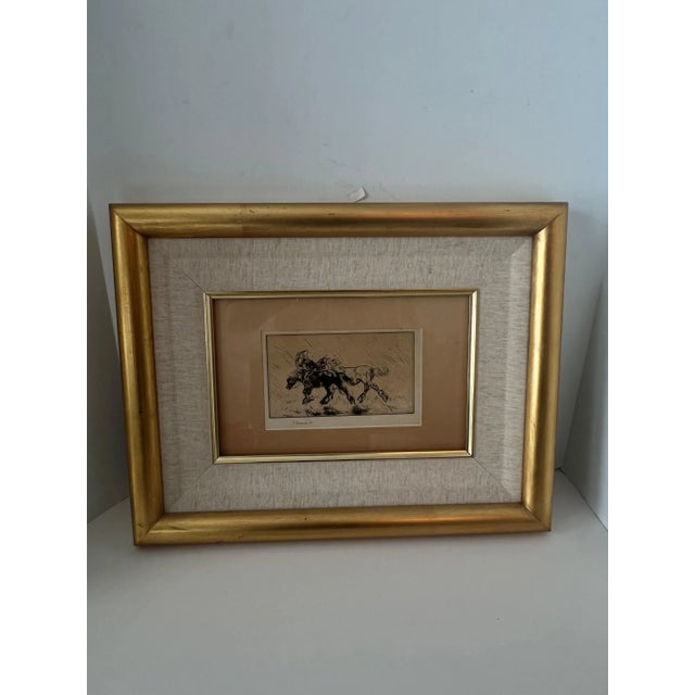Edmund Blampied Pen Drawing of a Horse Matted and Framed in Gilt Frame For Sale In Los Angeles - Image 6 of 12