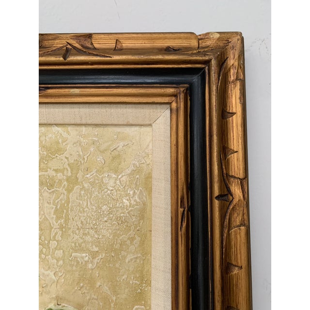Wood Vintage Flower Oil Painting in Gilded Frame For Sale - Image 7 of 7
