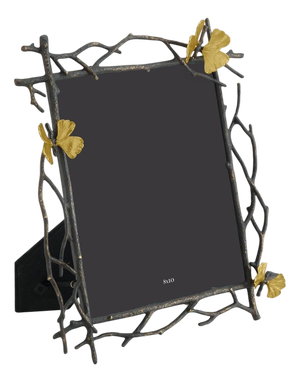Butterfly Photo Frame in Patinated and Gilded Metal, 20th Century