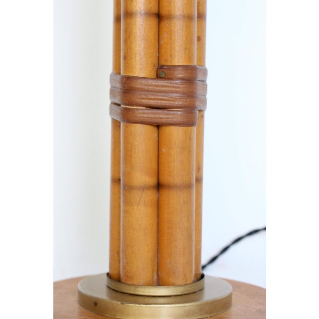 1940s Russel Wright Style Faux Bamboo & Brass Table Lamp For Sale - Image 9 of 12