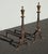 French Country Pair Antique Hand Forged Wrought Iron Andirons W Brass Finials For Sale - Image 3 of 12