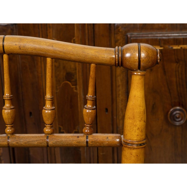 Brown English Turn of the Century 1900s Bamboo Slipper Chair with Cane Seat For Sale - Image 8 of 9