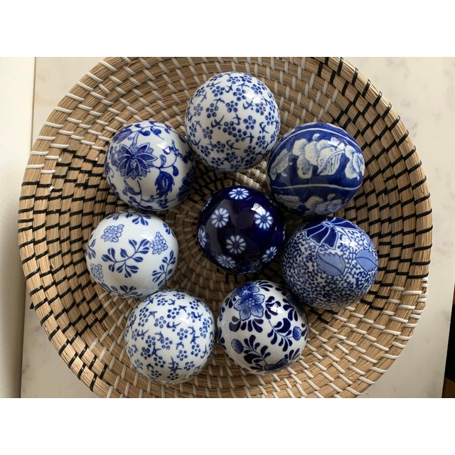 Hand Painted Blue and White Ceramic Balls Set of 8 Chairish