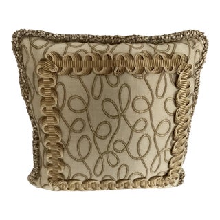 Custom Hand Made Pillow Fabric by Donghia in Beige Tone on Tone Colors For Sale