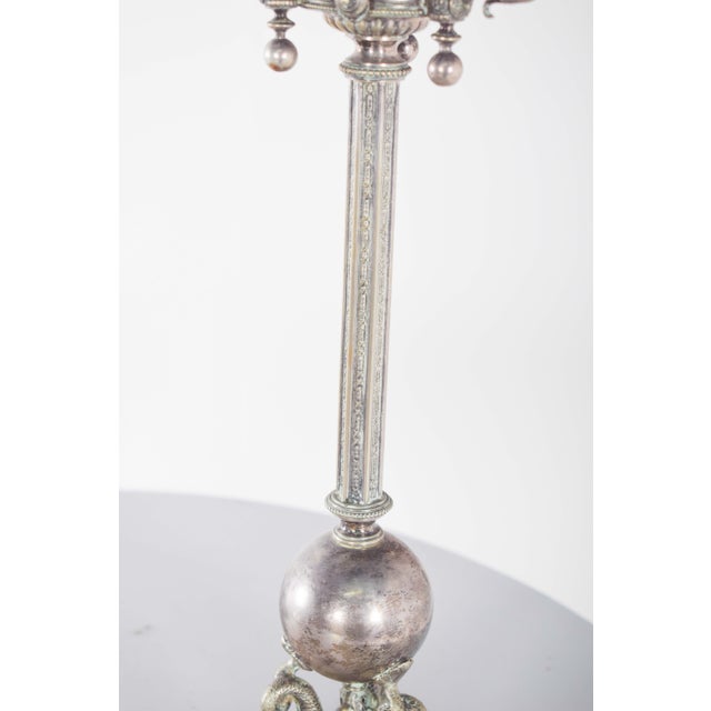 Four Light Candleholders in Metal, 1900s, Set of 2 For Sale - Image 4 of 13