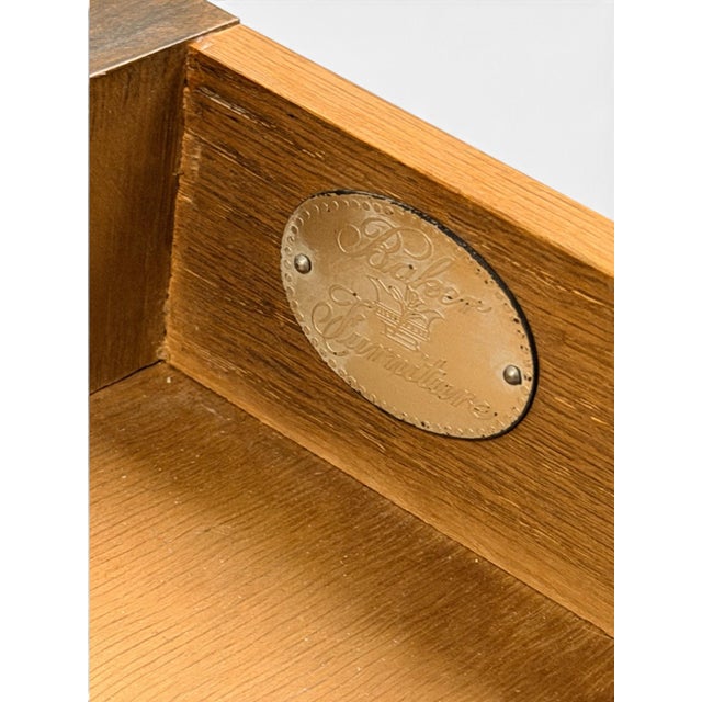 1970s 1970s Baker Furniture Satinwood & Brass Neoclassical End Tables With Glass Tops, Pair For Sale - Image 5 of 12