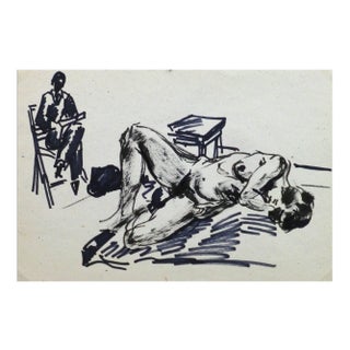 Jean Baptiste Grancher, French Pen & Ink - Artist's Muse For Sale