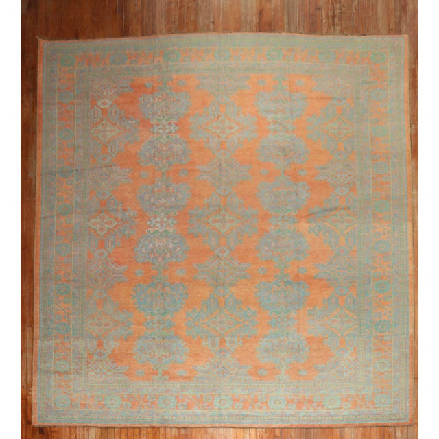 Bright Coral Antique Oushak Rug For Sale - Image 13 of 18