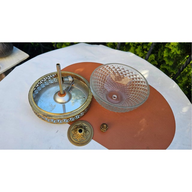 Art Deco Brass Ceiling Lamp, 1950s For Sale - Image 4 of 7