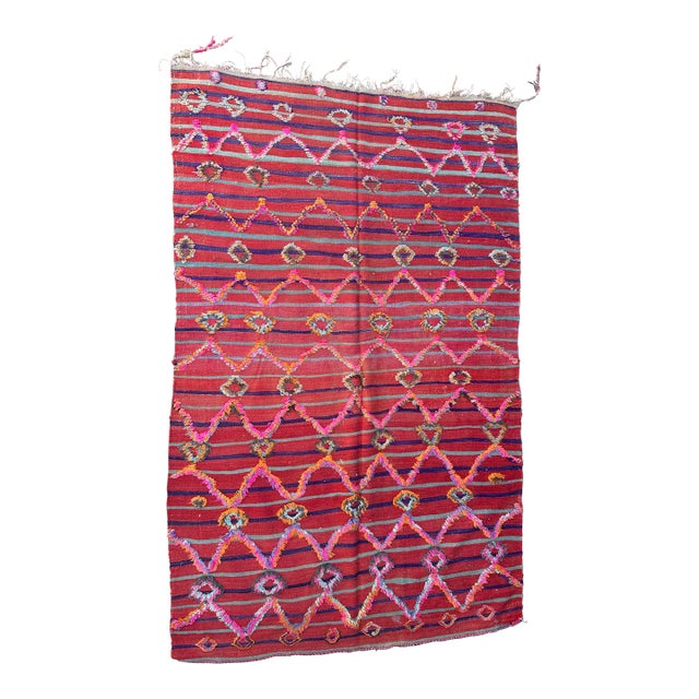 1980's Moroccan Flatwoven Talsint Kilim Rug - 7.2 X 4.5 Ft For Sale