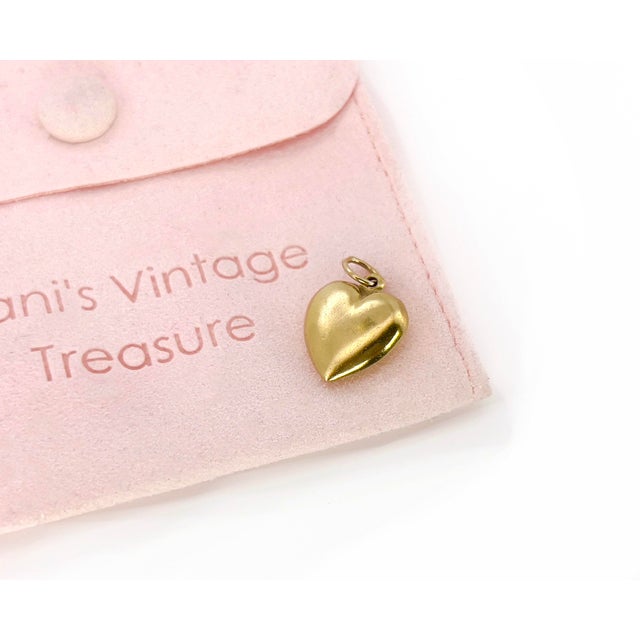Late 20th Century Vintage 9k Gold Puffy Heart Charm For Sale - Image 5 of 5