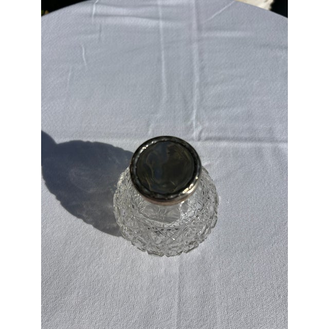 Glass Vintage Sterling Silver & Cut Crystal Perfume Bottle For Sale - Image 7 of 13